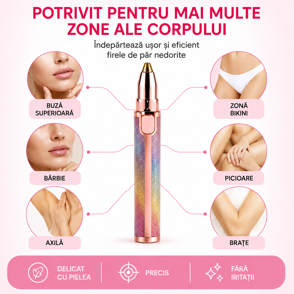 Epilator electric 2-în-1 pentru față și corp