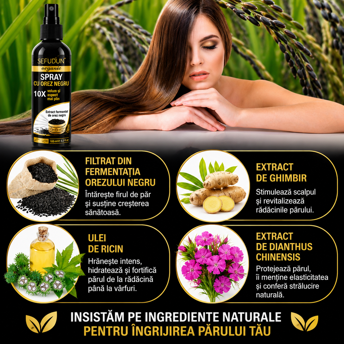 Spray cu orez negru SEFUDUN pentru îngrijirea părului – 100 ml