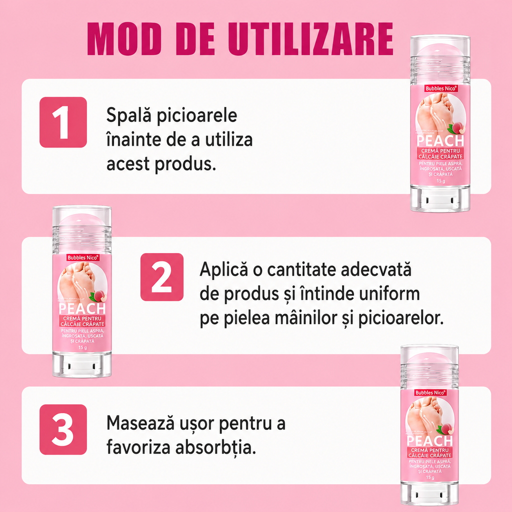 Stick hidratant pentru călcâie crăpate PEACH – Set 2 bucăți