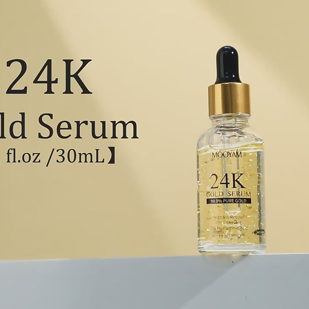 Ser facial MOOYAM cu Aur 24K – Retinol, Vitamina E și Acid Hialuronic