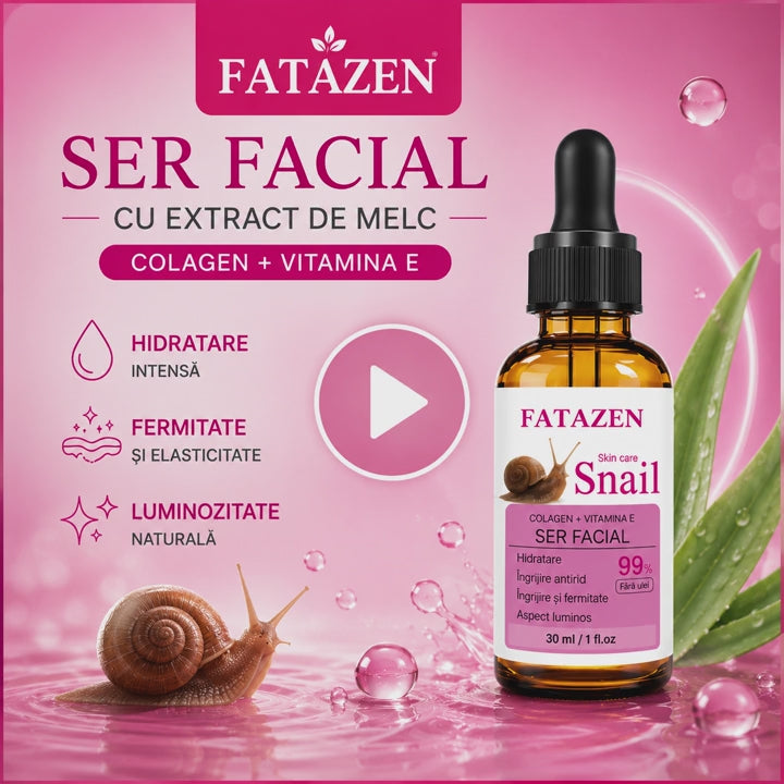 Ser facial cu extract de melc și colagen – hidratare și elasticitate